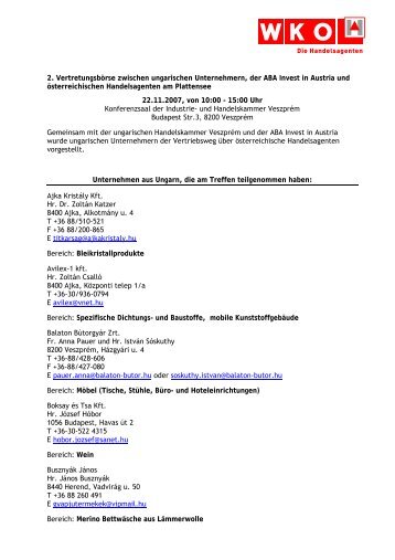 Liste der ungarischen Teilnehmer