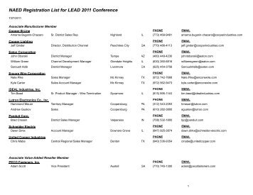 NAED Registration List for LEAD 2011 Conference - National ...