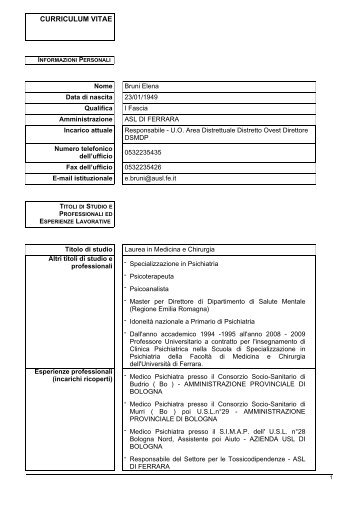 CV BRUNI ELENA.pdf - Azienda USL di Ferrara