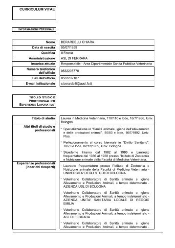 CV BERARDELLI CHIARA.pdf - Azienda USL di Ferrara