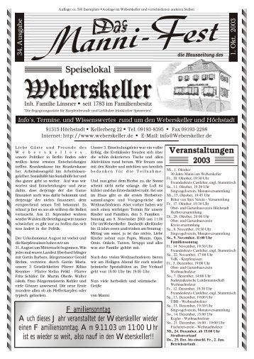 34. Ausgabe - Der Weberskeller