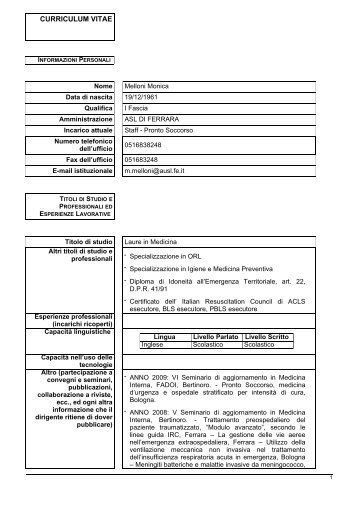 CV MELLONI MONICA.pdf - Azienda USL di Ferrara