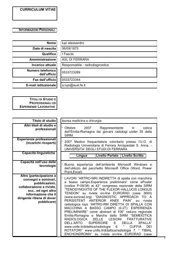 CV LUPI ALESSANDRO.pdf - Azienda USL di Ferrara