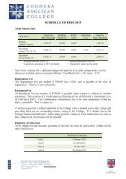 SCHEDULE OF FEES 2013 - Coomera Anglican College