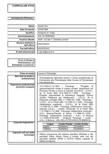 CV GARUTI CIRO.pdf - Azienda USL di Ferrara