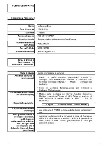 CV MELLONI ANDREA.pdf - Azienda USL di Ferrara