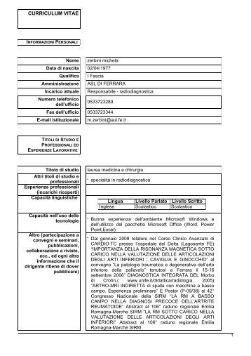 CV ZERBINI MICHELA.pdf - Azienda USL di Ferrara