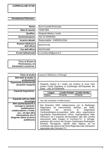 CV SUCCI LEONELLI.pdf - Azienda USL di Ferrara