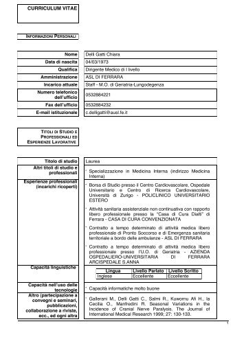 CV DELLI GATTI CHIARA.pdf - Azienda USL di Ferrara
