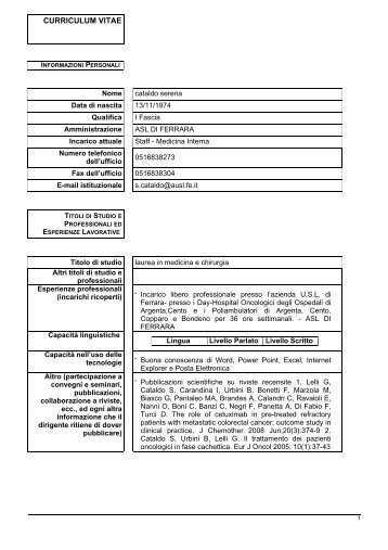 CV CATALDO SERENA.pdf - Azienda USL di Ferrara
