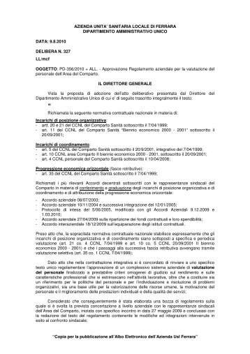 Regolamento Aziendale sulla - Azienda USL di Ferrara