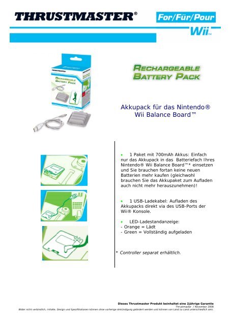Akkupack für das Nintendo® Wii Balance Board™