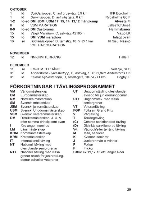 SmFIFs Kalender 2011 - SmÃ¥lands friidrottsfÃ¶rbund