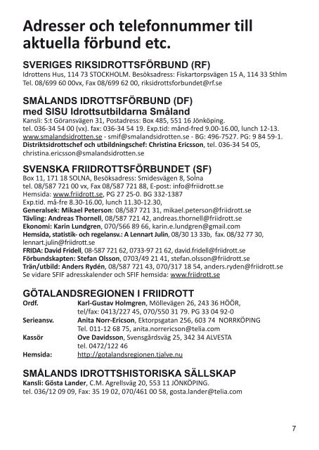 SmFIFs Kalender 2011 - SmÃ¥lands friidrottsfÃ¶rbund