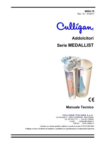 Manuale tecnico addolcitori Culligan MEDALLIST - Depurazione ...