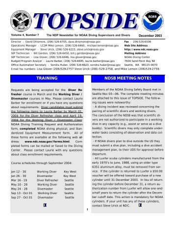 Volume 4, Number 7 - NOAA Dive Management System