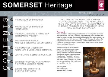 Heritage and Libraries newsletter, April 2012 - Somerset County ...