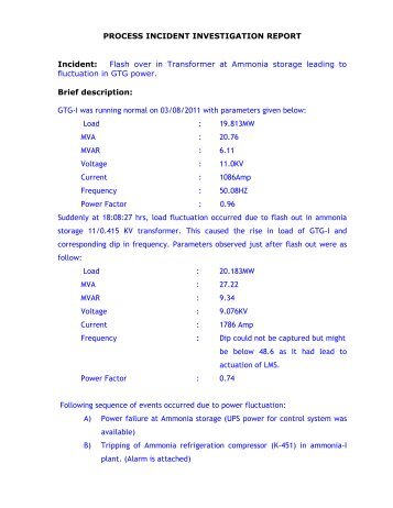 PROCESS INCIDENT INVESTIGATION REPORT Incident: Flash ...