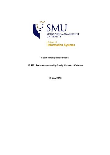 IS 427: Technopreneurship Study Mission - School of Information ...