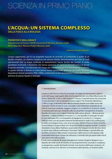 L'acqua: un sistema complesso - SocietÃ  Italiana di Fisica
