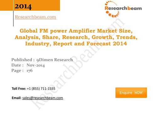 Global FM power Amplifier Market Size, Analysis, Share, Research, Growth, Trends, Industry, Report and Forecast 2014