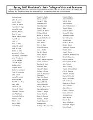 Spring 2013 President's List â College of Arts and Sciences