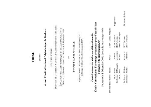 Contributions Ã la vision omnidirectionnelle : Ã©tude