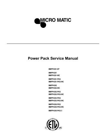 Power Pack Service Manual - Micro Matic USA