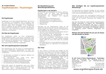 Flyer Geriatrie - Dr. Frank & Partner - Ergotherapeuten