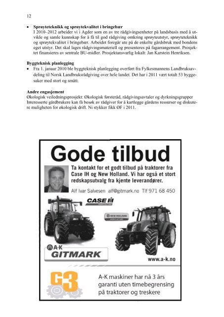 Forsøksmelding 2011 - Norsk Landbruksrådgiving Agder