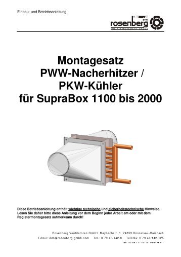 Montagesatz PWW-Nacherhitzer / PKW-Kühler für SupraBox 1100 ...