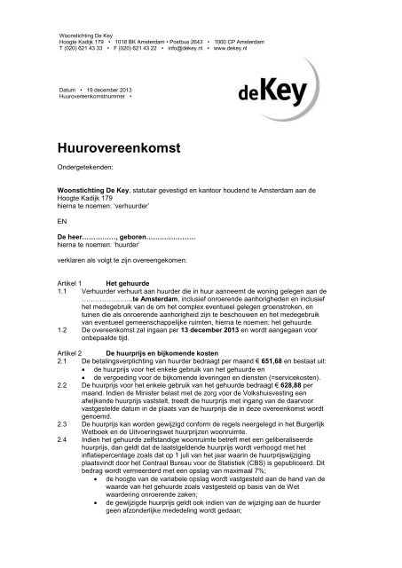 Voorbeeld Van Het Huurcontract Pdf Woonstichting De Key  My XXX Hot Girl