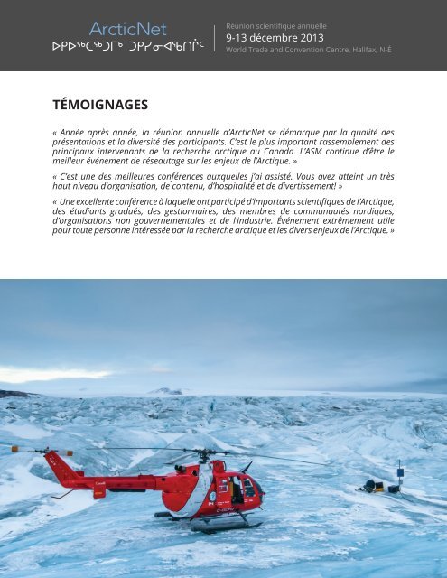 brochure commanditaires et exposants - Arcticnetmeetings.ca