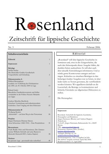 Zeitschrift für lippische Geschichte - Rosenland Lippe