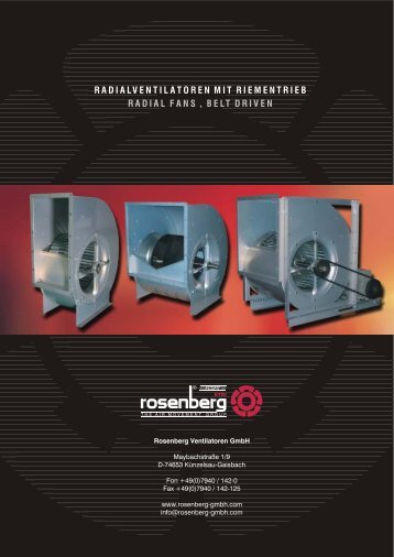 radialventilatoren mit riementrieb radial fans , belt driven - Rosenberg
