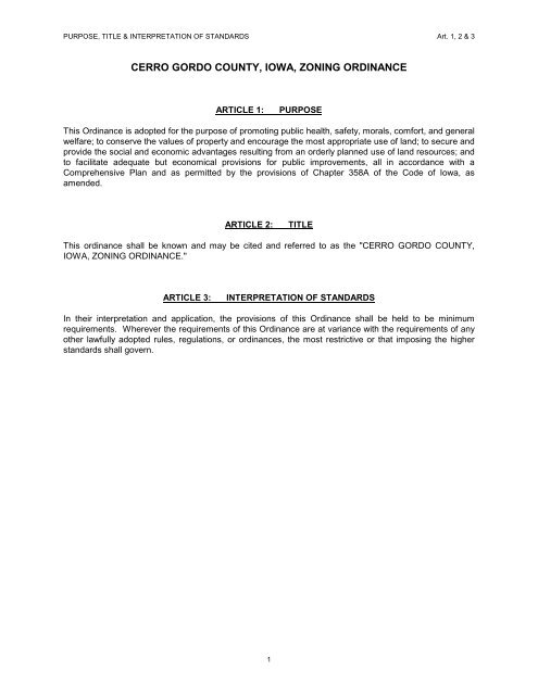 Zoning Ordinance (pdf) - Cerro Gordo County online