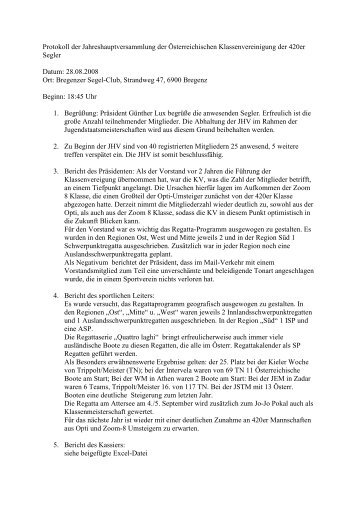 Protokoll der Jahreshauptversammlung der Ãsterreichischen ...