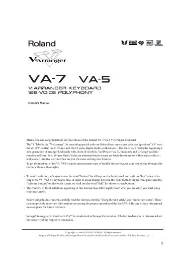 4. VA-7/VA-5 clinics - Roland Keyboard Club