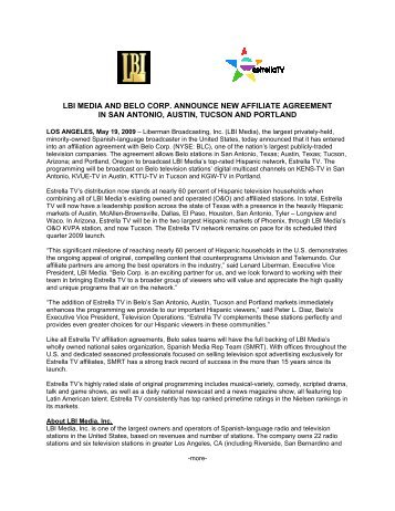 lbi media and belo corp. announce new affiliate agreement in san ...