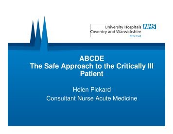 ABCDE The Safe Approach to the Critically Ill Patient