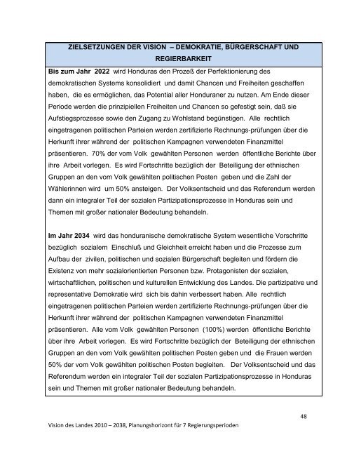 Republik Honduras Vision des Landes 2010-2038 und Plan der ...