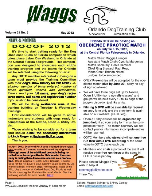 May - Orlando Dog Training Club