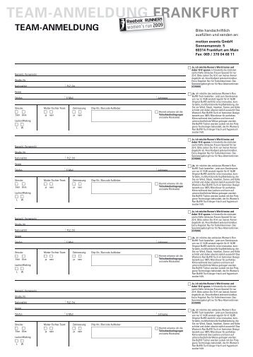 TEAM-ANMELDUNG FRANKFURT