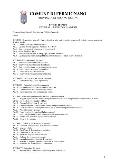 Allegato Delibera di C.C. n. 58-2010 - Modifica REC - Comune di ...