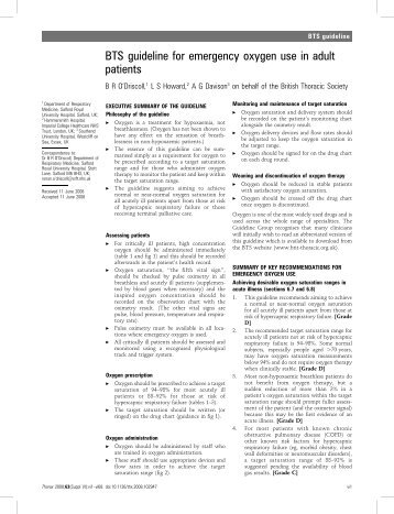 BTS guideline for emergency oxygen use in adult ... - Brit Thoracic