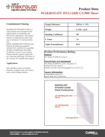 MAKROLONÂ® HYGARD CG500 Sheet - Curbellplastics.com