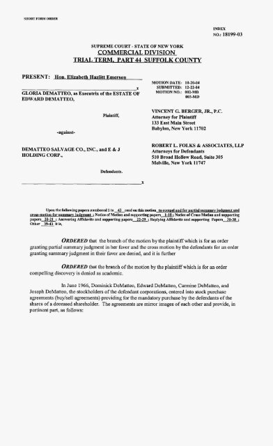 decision and order dated February 8, 2005 - NY Business Divorce