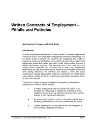 Written Contracts of Employment - Pitfalls and Potholes - Hicks Morley