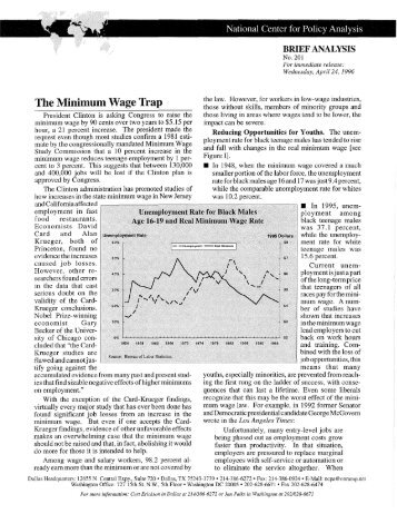 The Minimum Wage Trap - National Center for Policy Analysis