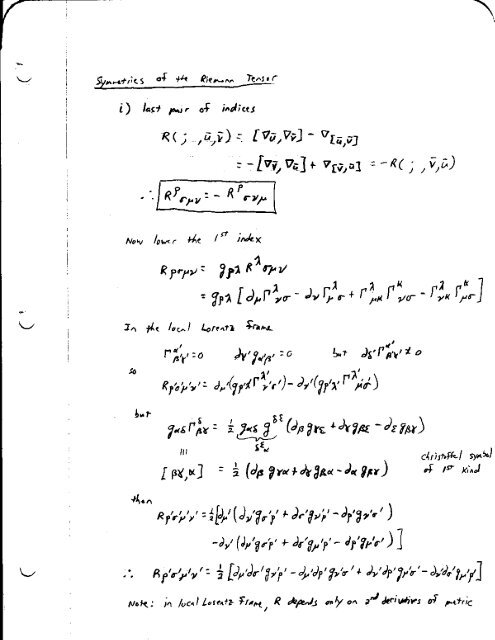 Symmetries of Riemann Tensor: Bianchi Identities; Einstein ... - jura